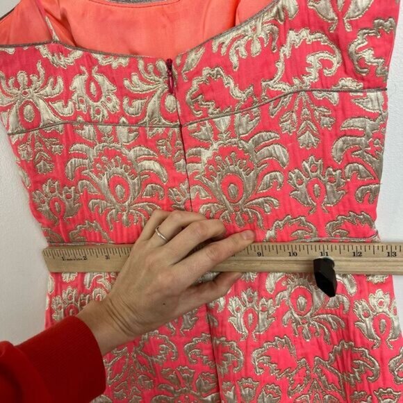 Vintage David Meister Women’s 4 Pink & Gold Cocktail Mini Dress Spaghetti Strap - Picture 11 of 13